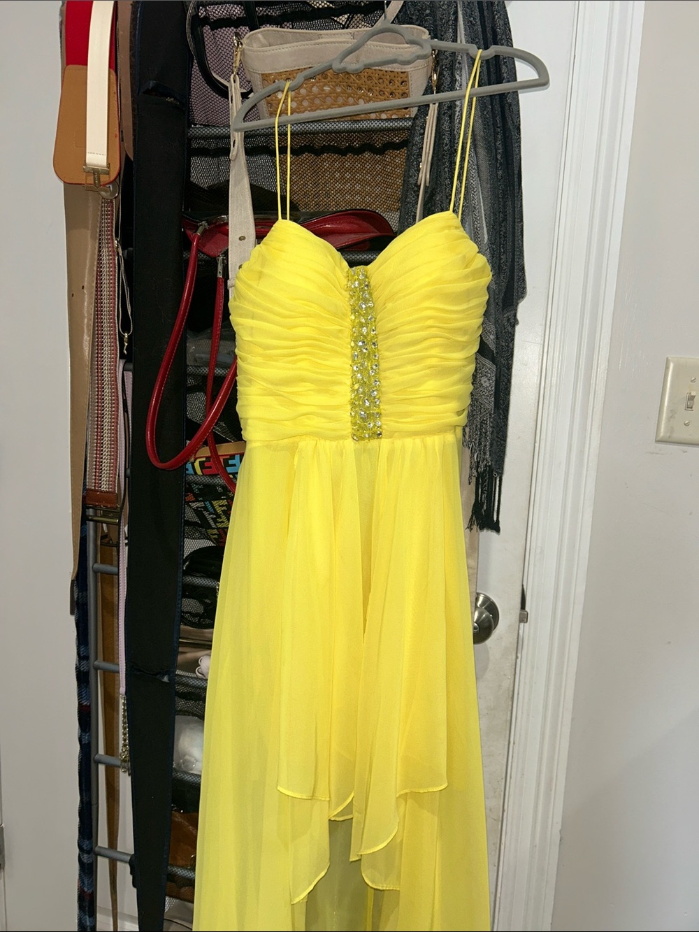 Yellow Beaded Chiffon Evening Dress